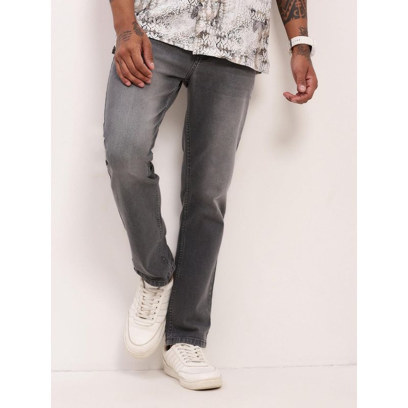SHOWOFF Mens Grey Solid Straight Fit Jeans (42)