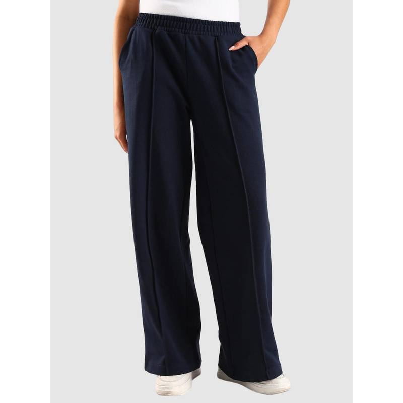 Calvin Klein Blue Wide Fit Solid Mid Rise Track Pant (M)