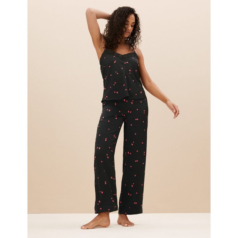 Marks & Spencer Dream Satin Heart Cami Pyjama Black (Set of 2) Buy