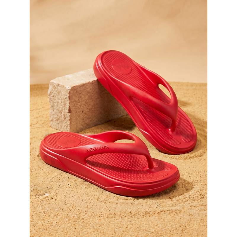 Neeman's Unisex Red Solid Cushers Flipflops (UK 9)