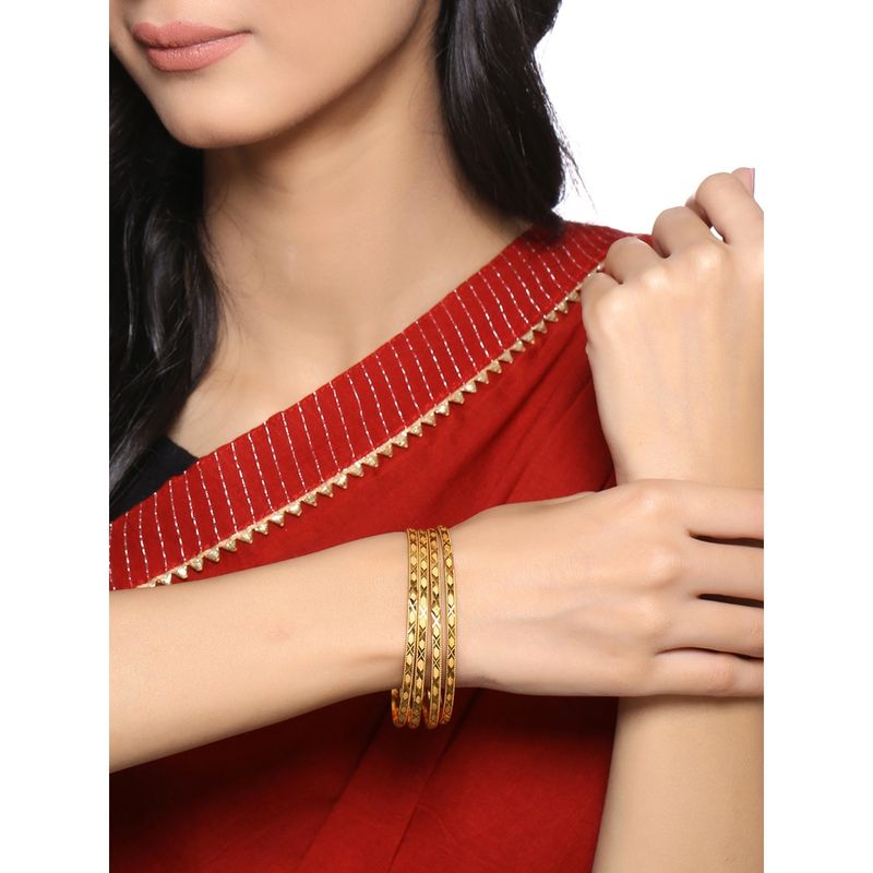 Yellow Chimes Set Of 4 Goldplated Handcrafted Bangles Buy Yellow