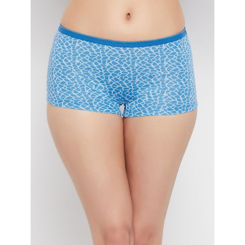Clovia Mid Waist Printed Boyshorts Cotton Blue Buy Clovia Mid Waist