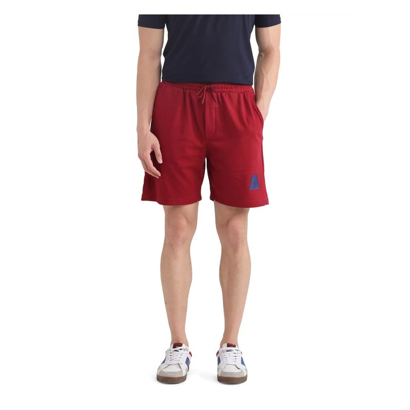 Rare Rabbit Exclaim B Maroon Plain Oversized Shorts (28)