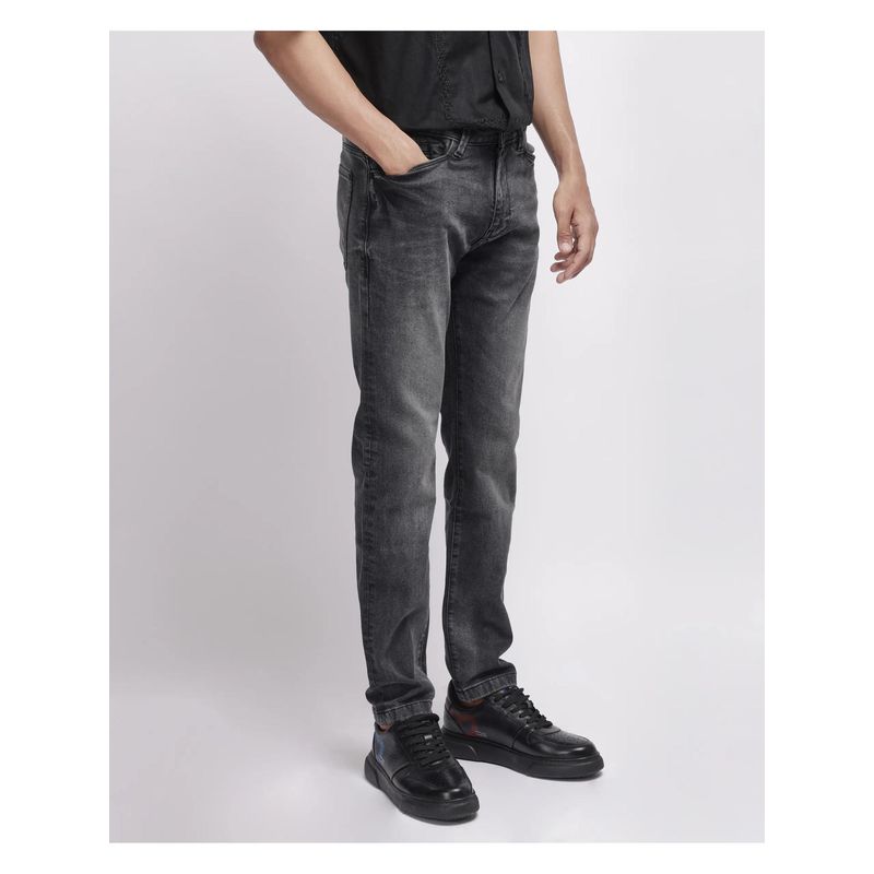 Rare Rabbit Oris Black Plain Hawk Slim Jeans (32)