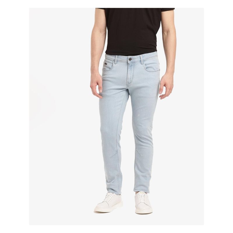 Rare Rabbit Pelin Light Blue Plain Slim Fit Jeans (38)