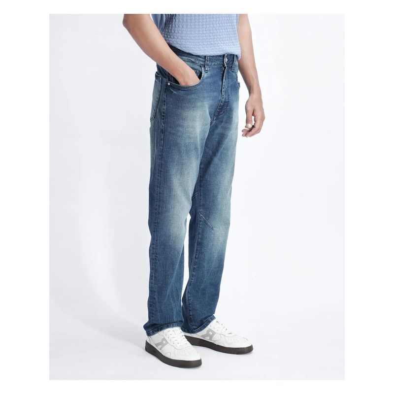 Rare Rabbit Theo Light Blue Plain Regular Fit Jeans (28)