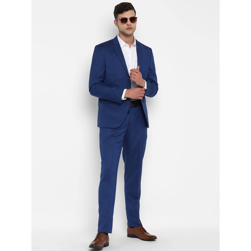 Turtle Men Pure Cotton Solid Regular Blue Suits (Set of 2) (40)