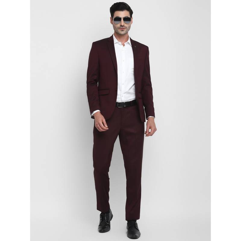 Turtle Men Pure Cotton Solid Regular Maroon Suits (Set of 2) (38)