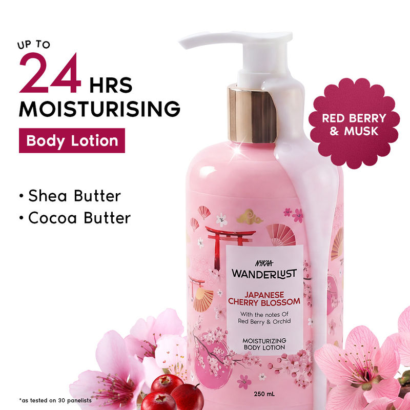 Nykaa Wanderlust Japanese Cherry Blossom Floral Body Lotion- Red Berry & Orchid for Moisturised skin