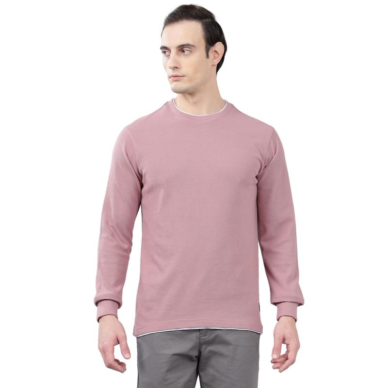 Cantabil Men Pink Self Design Winter Wear Sweatshirt (L)