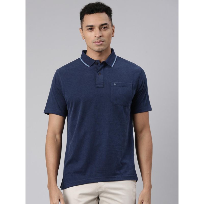 Classic Polo Classic Mens Polo Neck Cotton Blend T-Shirt Navy Blue (L)