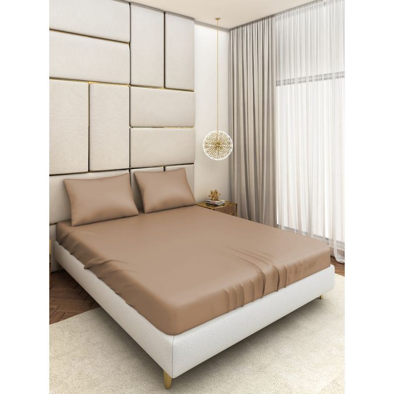 SEEVO Satin 400 TC Bedsheet Beige (King)