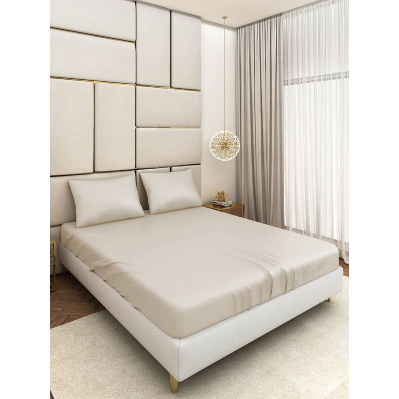 SEEVO Satin 400 TC Bedsheet Cream (King)