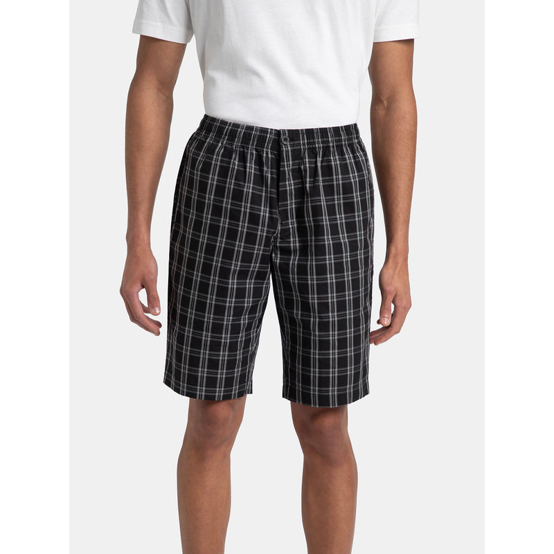 Jockey 9005 Men Super Combed Checkered Bermuda - Black & White (S)