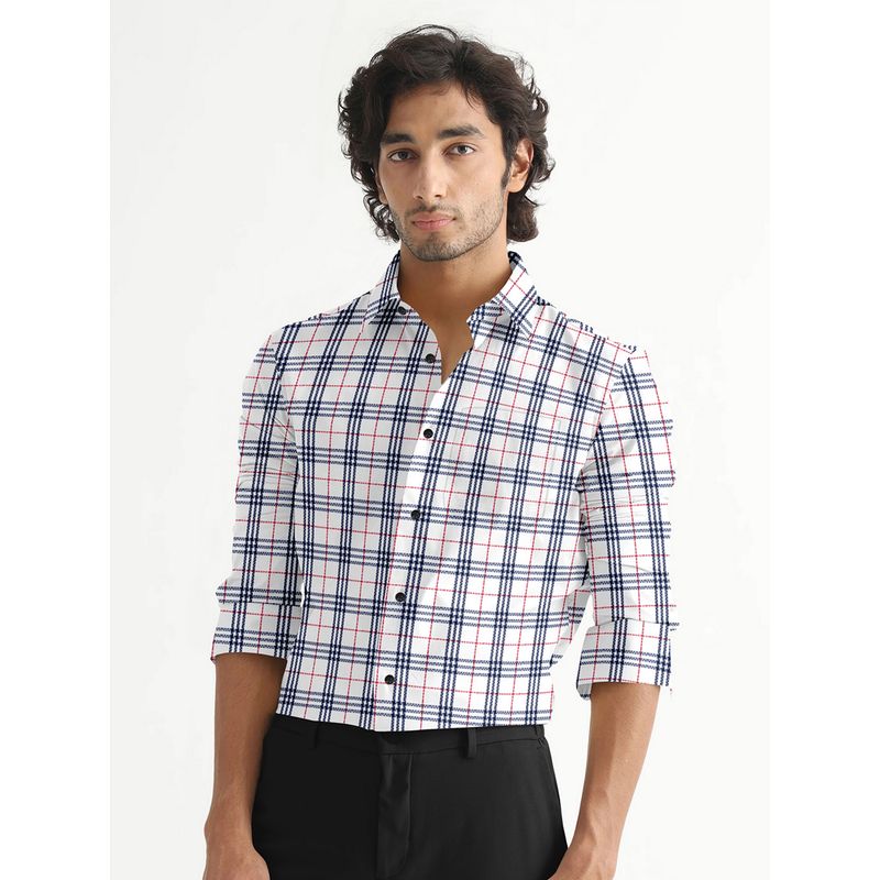 ROYALTAIL Men Checks White Casual Shirt (M)