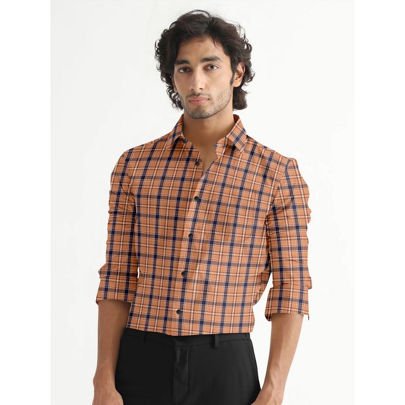 ROYALTAIL Men Checks Orange Casual Shirt (XL)