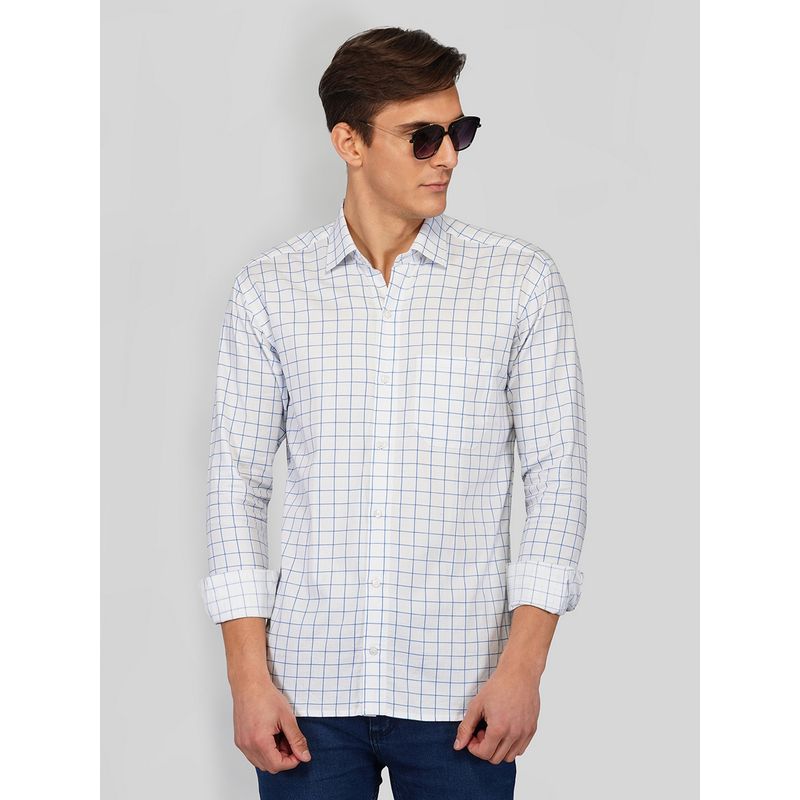 ROYALTAIL Men Checks White Casual Shirt (M)