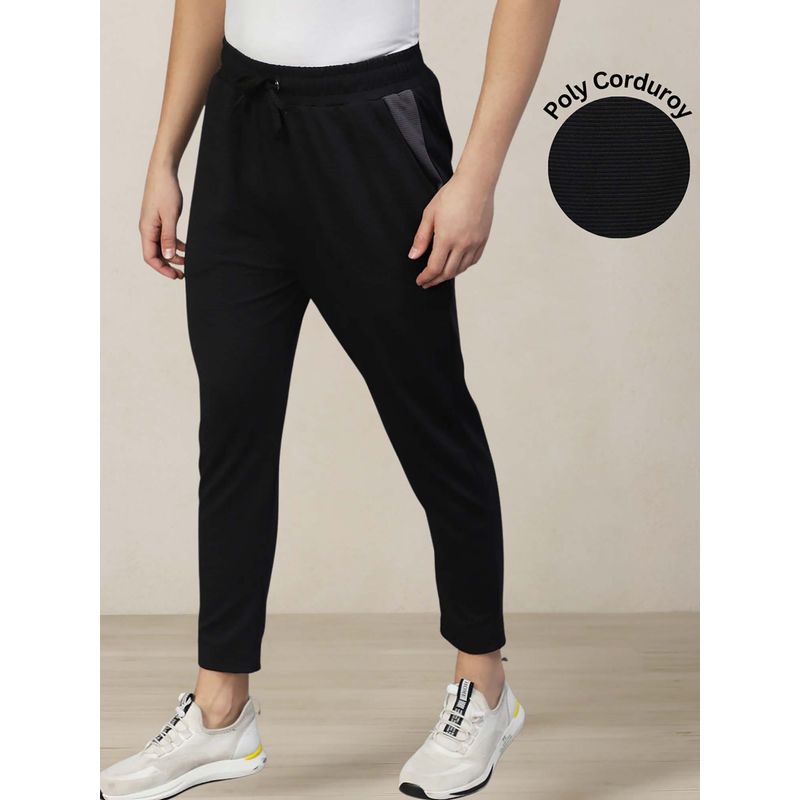 RIGO Men Regular Fit Black Poly Corduroy Jogger (30)