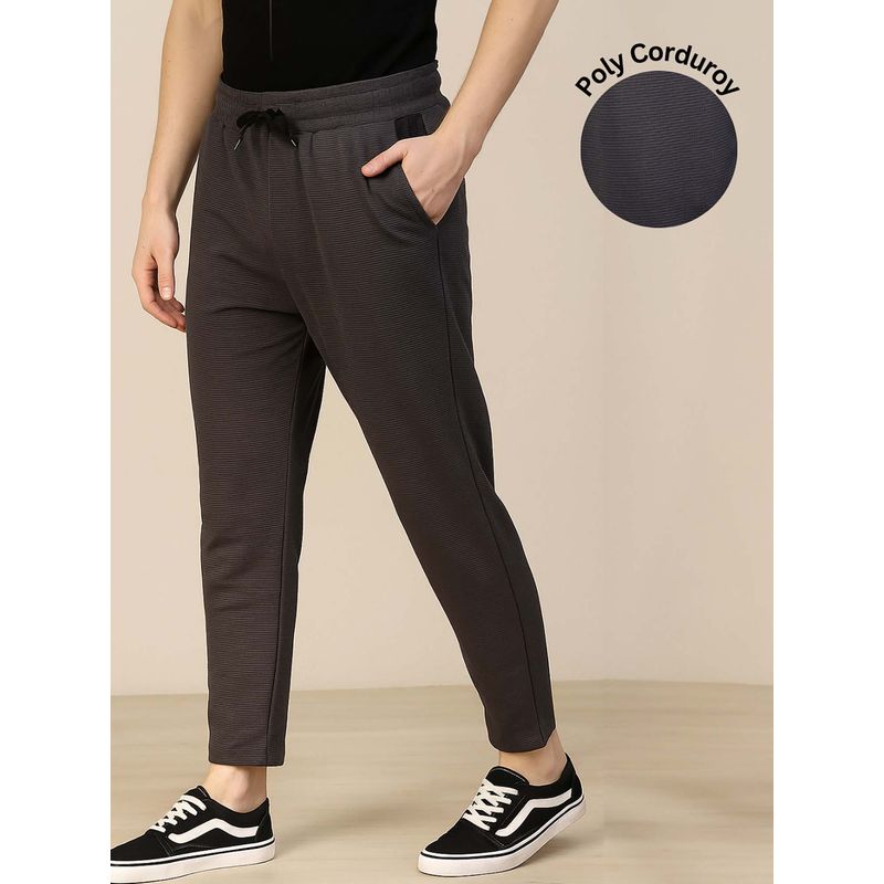 RIGO Men Regular Fit Grey Poly Corduroy Jogger (36)