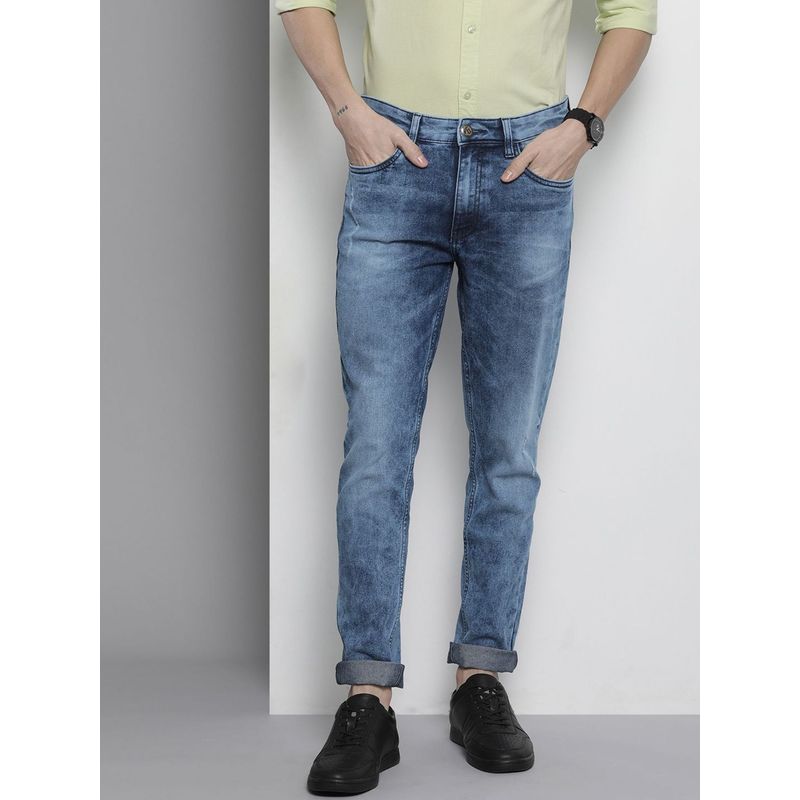 The Indian Garage Co Men Regular Fit Solid Mid-Rise Stretchable Jeans (32)