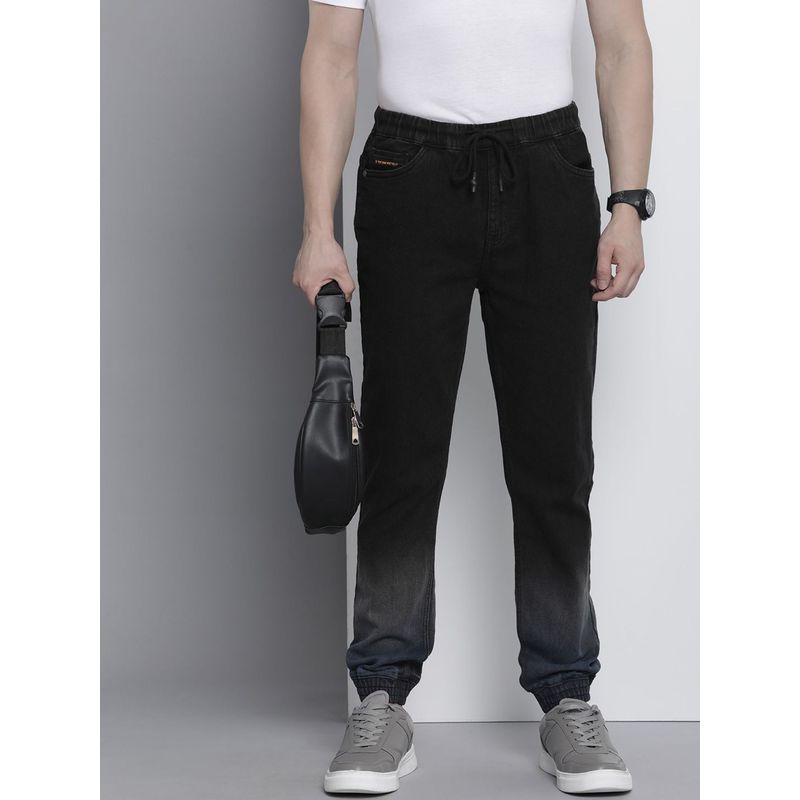 The Indian Garage Co Men Slim Fit Solid Mid-Rise Stretchable Denim Joggers (36)