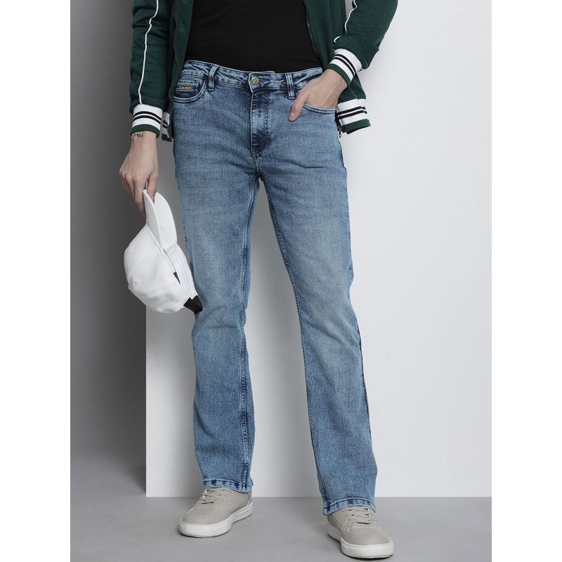 The Indian Garage Co Men Straight Solid Mid-Rise Stretchable Jeans (36)