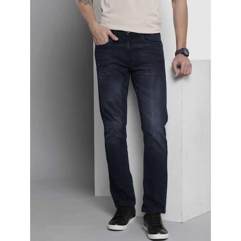 The Indian Garage Co Men Slim Straight Fit Solid Mid-Rise Stretchable Jeans (34)