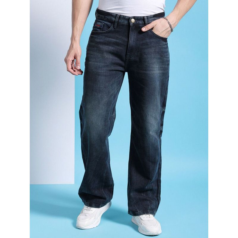 The Indian Garage Co Men Baggy Solid Mid-Rise Stretchable Jeans (34)