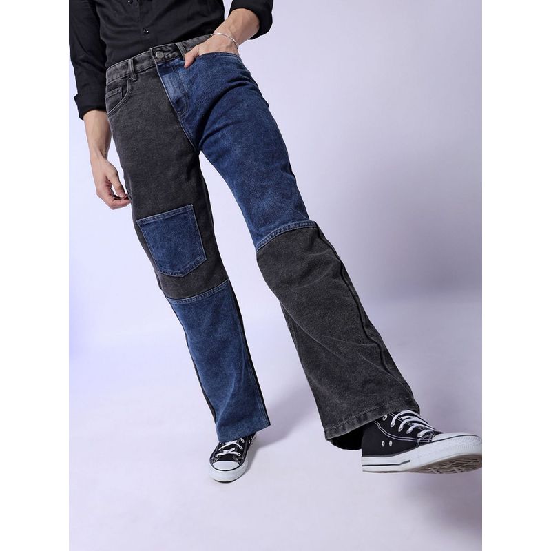 The Indian Garage Co Men Relaxed Fit Cut and Sew Colourblocked Mid-Rise Jeans (34)