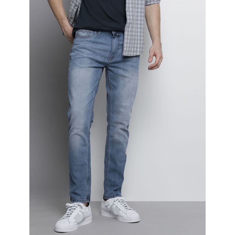 The Indian Garage Co Men Slim Fit Solid Mid-Rise Stretchable Jeans (34)