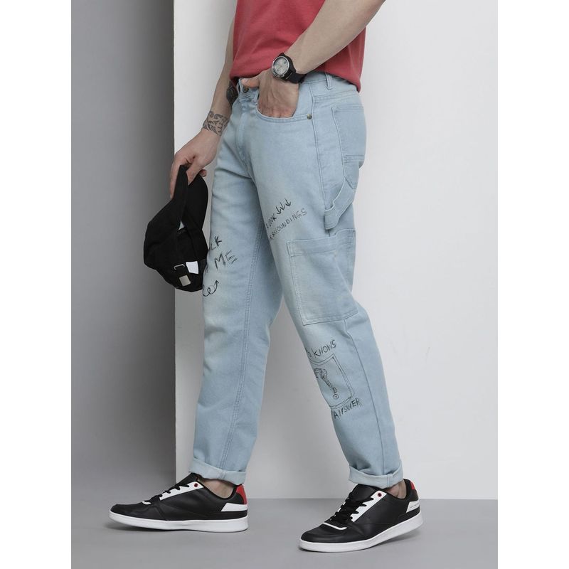 The Indian Garage Co Men Regular Fit Placement Print Mid-Rise Cargo Denim (28)