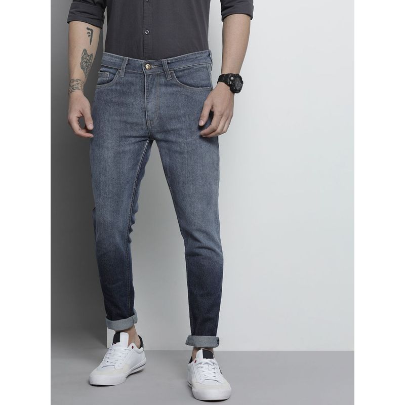 The Indian Garage Co Men Slim Fit Colorblocked Mid-Rise Stretchable Jeans (32)