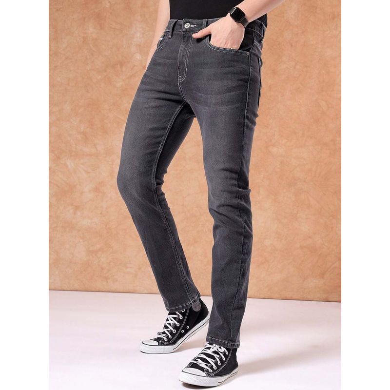 The Indian Garage Co Men Slim Fit Solid Mid-Rise Stretchable Jeans (32)
