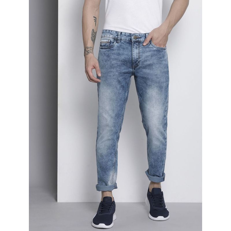 The Indian Garage Co Men Slim Fit Solid Mid-Rise Stretchable Jeans (28)
