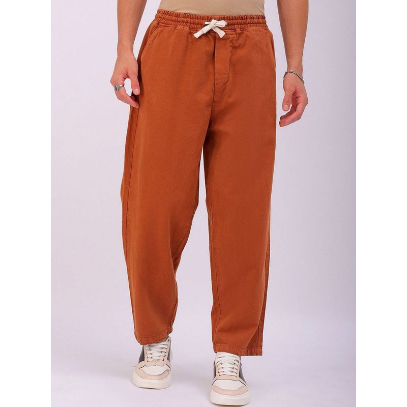 The Indian Garage Co Rust Men Loose Fit Solid Mid-Rise Denim Pant (30)