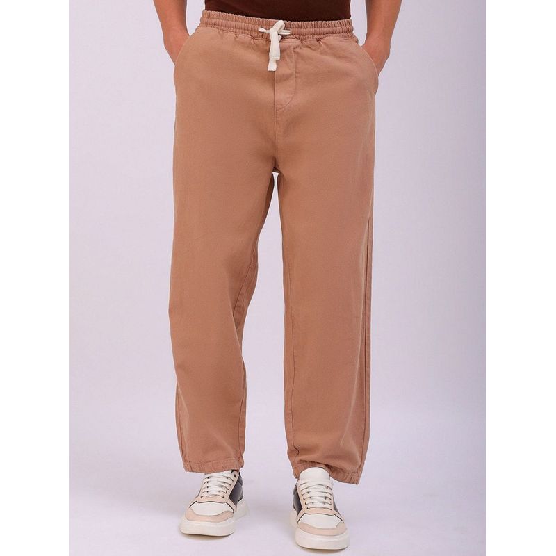 The Indian Garage Co Brown Men Loose Fit Solid Mid-Rise Denim Pant (30)