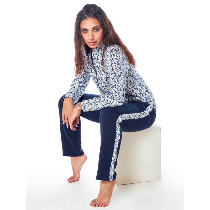 July Nightwear Winter Collection For Women Navy Fleece Track Suit with Zipper (3XL)