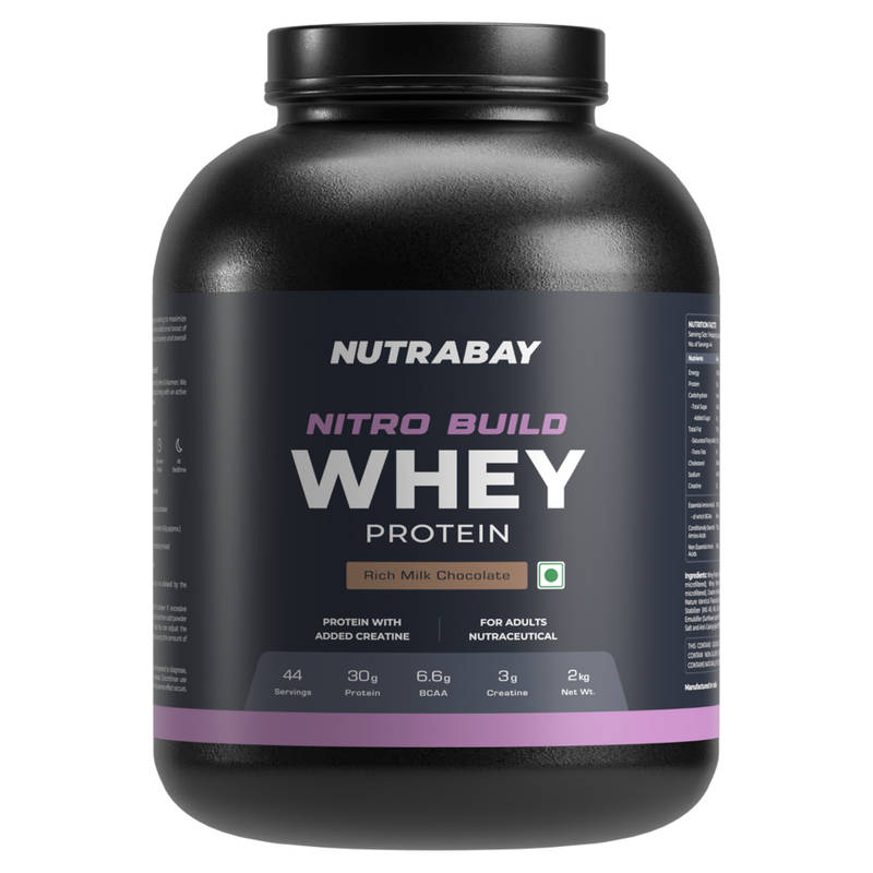 Nutrabay Pro Nitro Build Whey Protein Powder - Rich Milk Chocolate