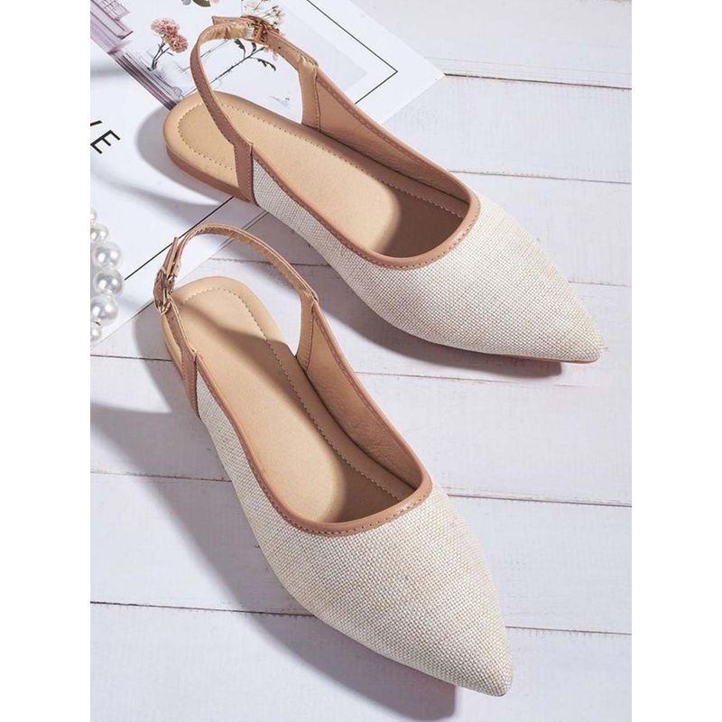 Shoetopia Women's White Colourblocked Buckles Mules Flats (EURO 38)