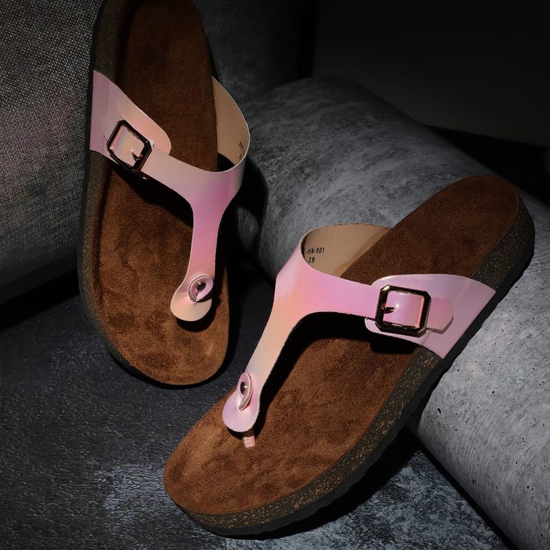 MOZAFIA Womens Sonam Pink Sandals (EURO 37)