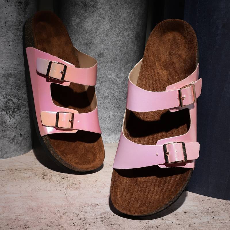 MOZAFIA Womens Sonam Pink Sandals (EURO 37)