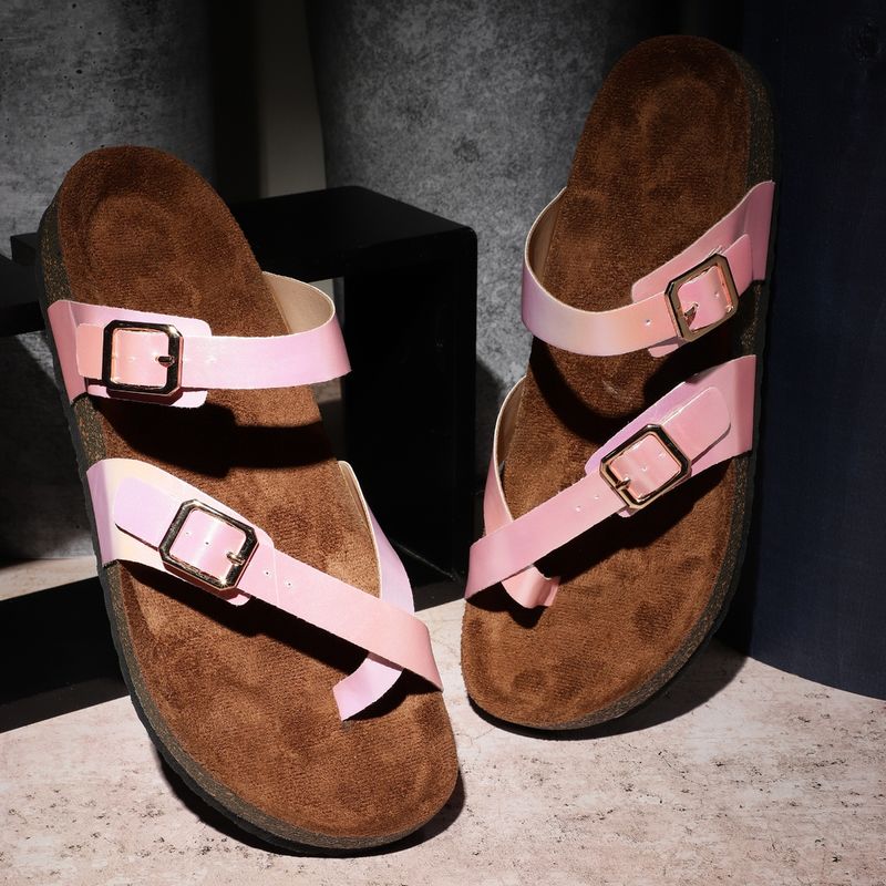 MOZAFIA Womens Sonam Pink Sandals (EURO 39)