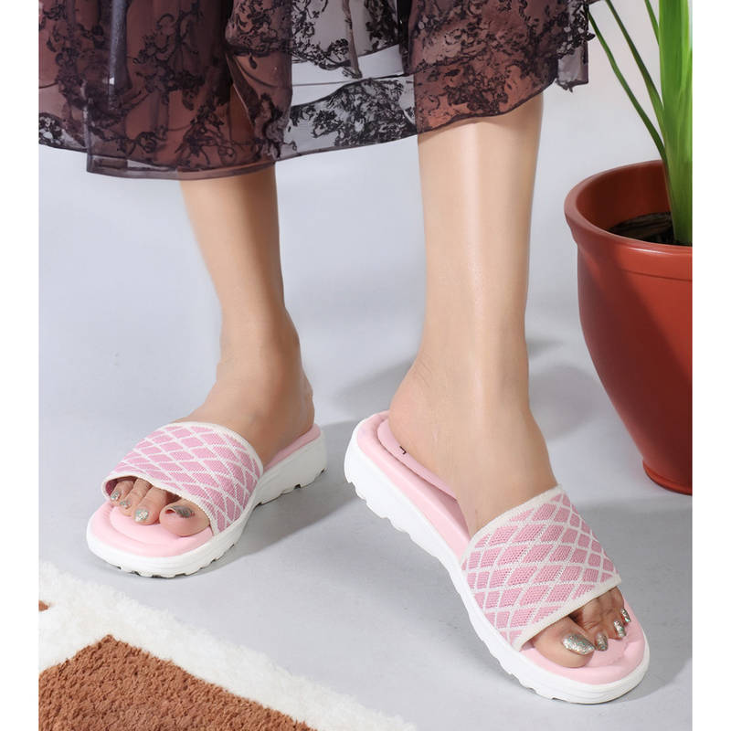 Carlton London Pink Printed Women Comfort Slider (EURO 37)