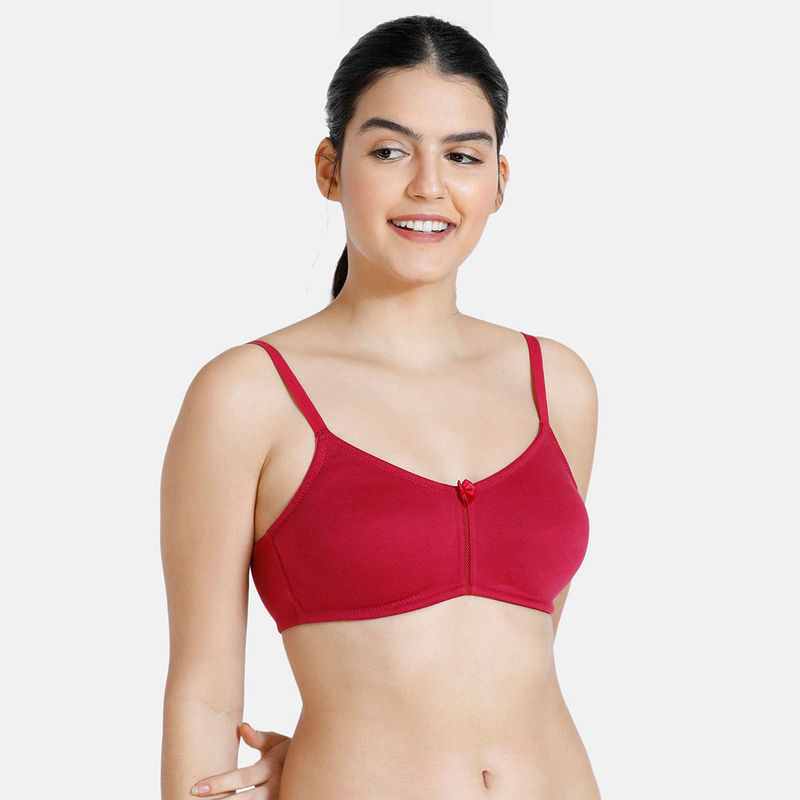 Zivame Essentials Double Layered Non Wired Full Coverage Bra - Red (32B)