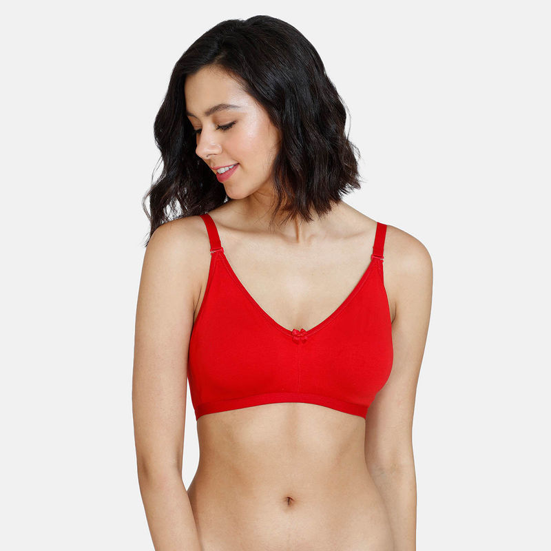 Zivame Double Layered Non Wired 3-4th Coverage T-Shirt Bra - Barbados Cherry (32C)