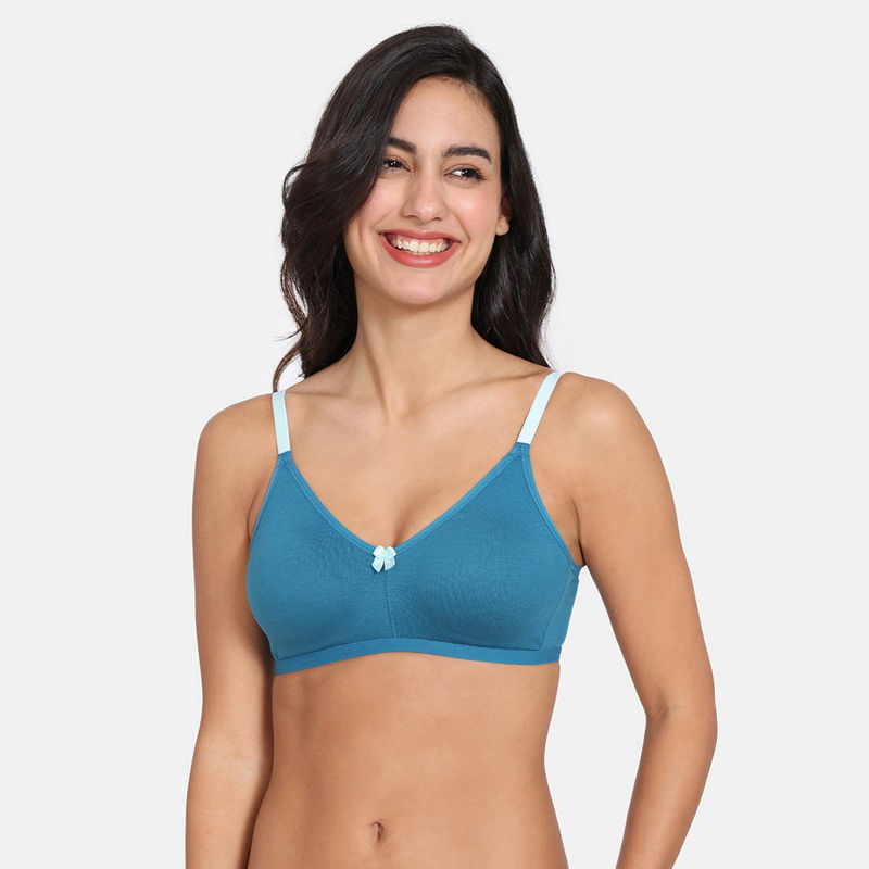 Zivame Beautiful Double Layered Non Wired 3-4th Coverage T-Shirt Bra - Seaport (34C)