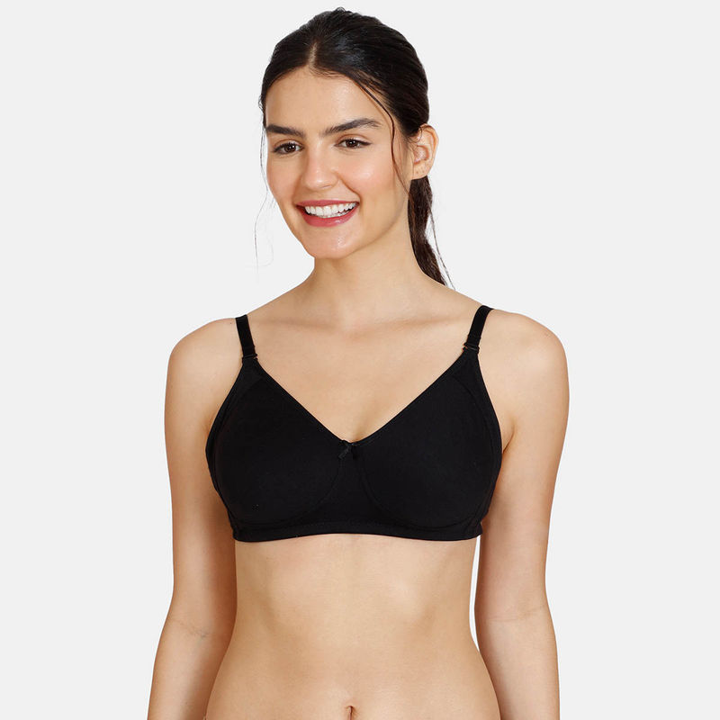 Zivame Beautiful Double Layered Non Wired 3-4th Coverage Backless Bra-Anthracite (34B)