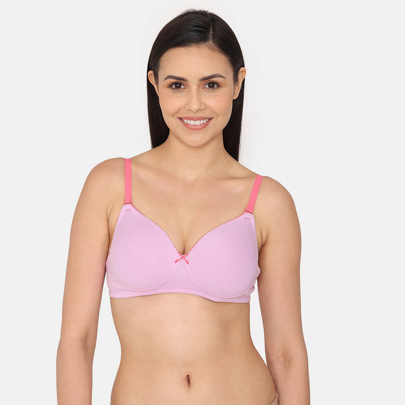 Zivame Beautiful Padded Non Wired 3-4th Coverage Backless Bra - Purple Tulle (34C)