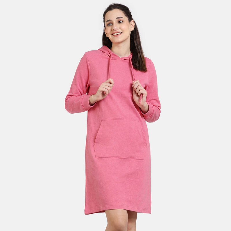 Zivame Soft Terry Fabric Knit Cotton Nightdress - Desert Rose (L)