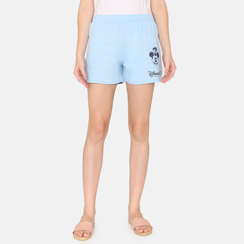 Zivame Disney Knit Cotton Shorts - Dutch Canal (XL)